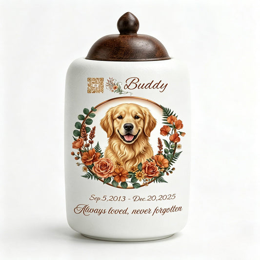 "The Soul Keeper" - Custom Watercolor Pet Urn with Digital QR Bridge