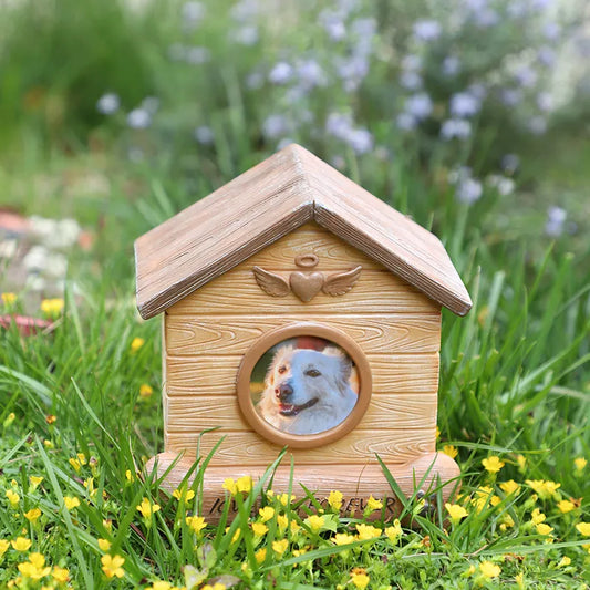 House Shaped Pet Memorial Urn | Personalized Photo Garden Pet Ashes Box