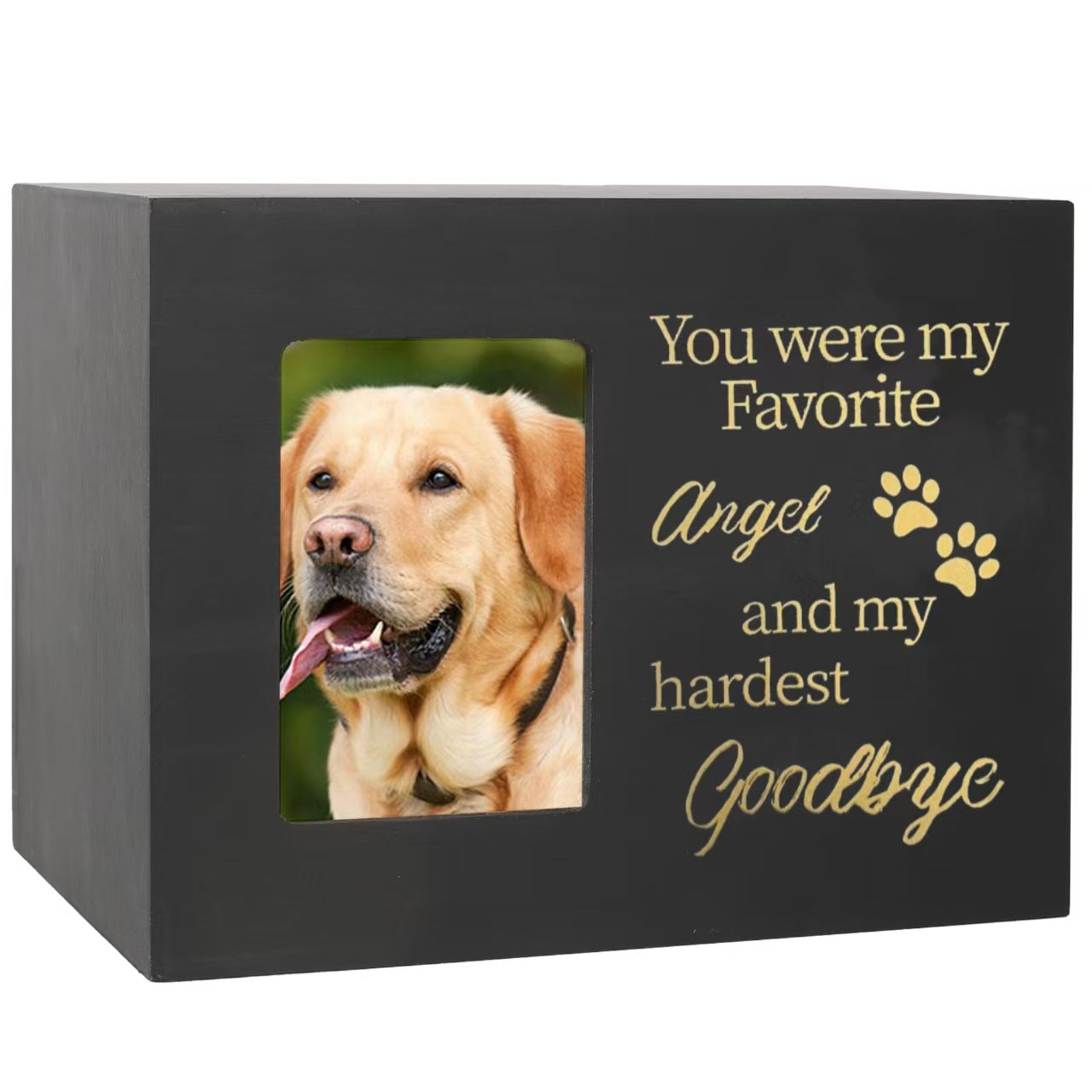 Pet Memorial Urn with Sleeping Angel - Solid Wood Cremation Box for Dog or Cat Ashes3