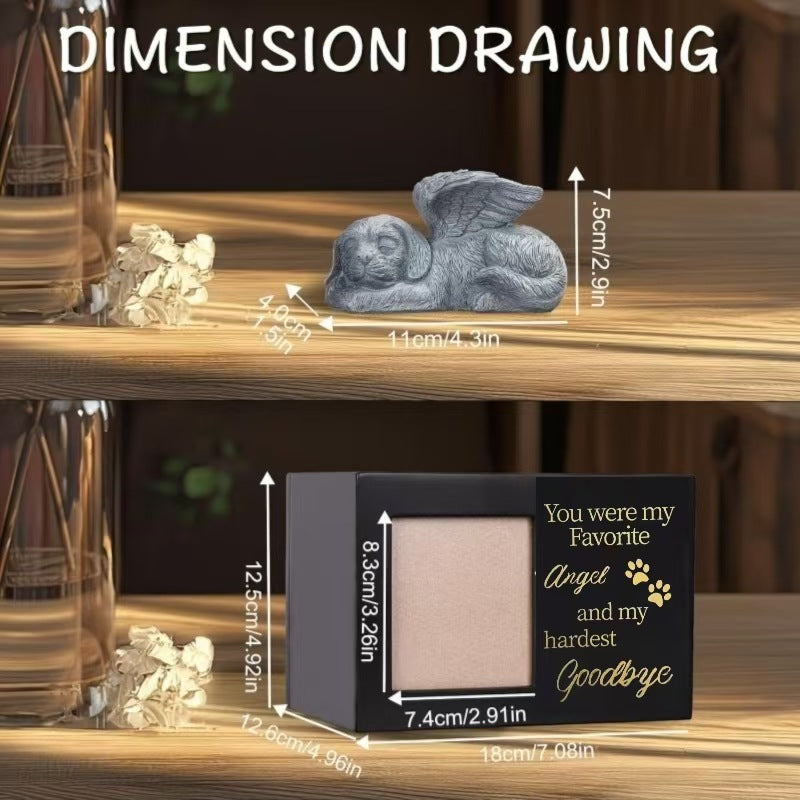 Pet Memorial Urn with Sleeping Angel - Solid Wood Cremation Box for Dog or Cat Ashes5