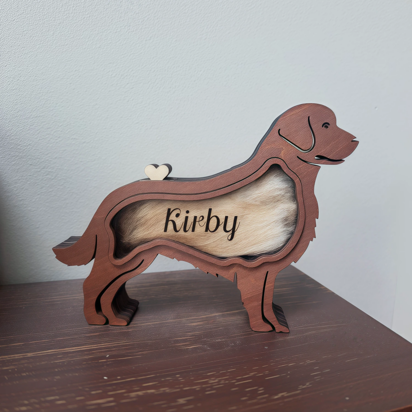 Dog Silhouette Wooden Fur Keepsake Box: Bespoke Memorial with Custom Engraving