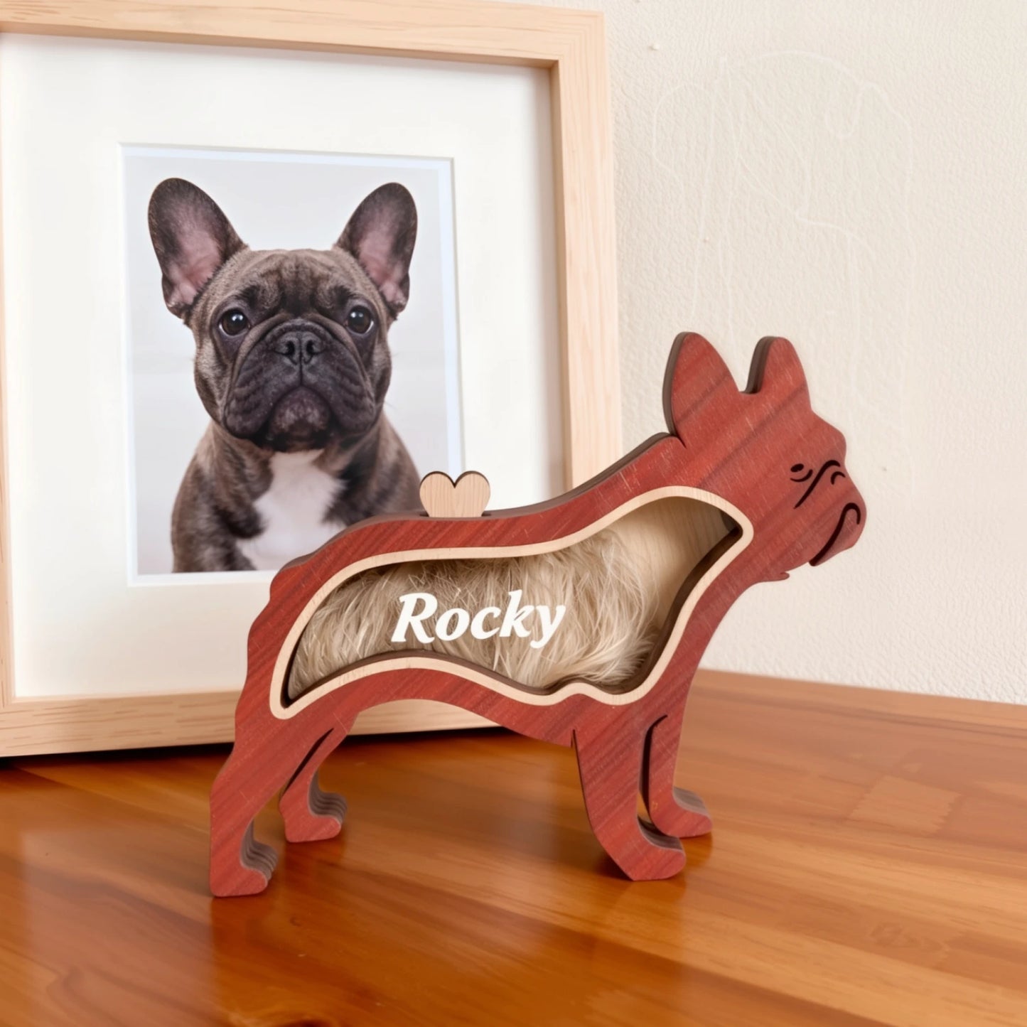 Dog Silhouette Wooden Fur Keepsake Box: Bespoke Memorial with Custom Engraving