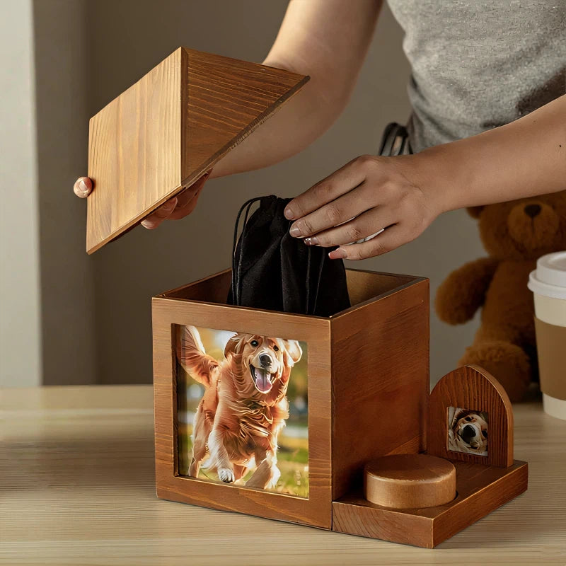 Eternal Home: Handcrafted Wooden House Pet Urn (Includes Free Photo Printing)