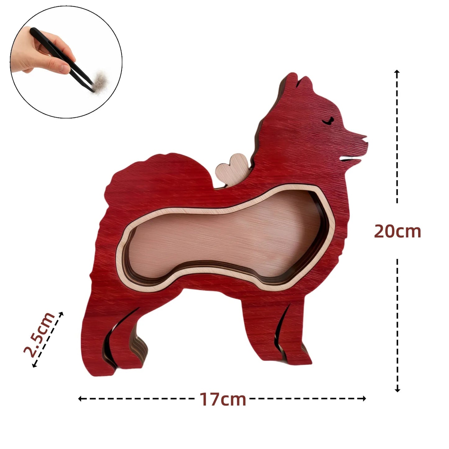 Dog Silhouette Wooden Fur Keepsake Box: Bespoke Memorial with Custom Engraving